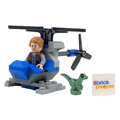 Image of LEGO Jurassic World: Owen with Helicopter and Baby Raptor Blue