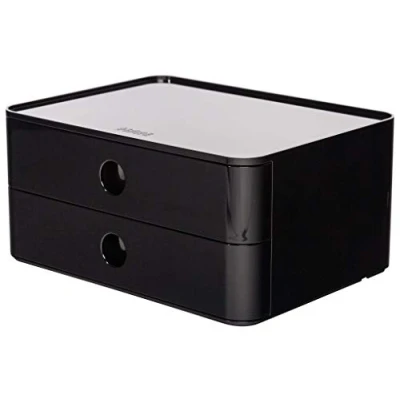 Image of Han 1120 13 ALLISON SMART box, designer drawer stackable with 2 drawers, Jet Black