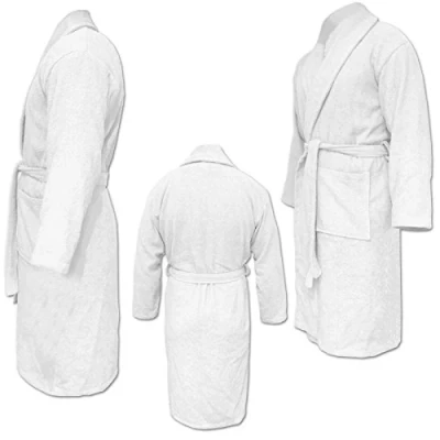 Image of HOMELEVEL Terry Bathrobe Travel 100% Cotton Women Men Ladies and Dressing Gown Saunarobe
