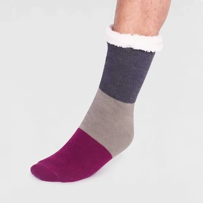 Image of Mens 1 Pair Thought Orion Organic Cotton Cabin Socks Dark Grey Marle 7 11