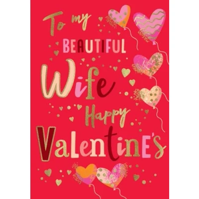 Image of Avant Garde Studios Valentines Day Card, Beautiful Wife, Red 9 x 6 inches