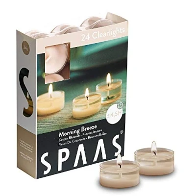 Image of Spaas 24 Scented Clearlights, Tealights in Transparent Clear Cup, ± 4.5 Hours, Morning Breeze