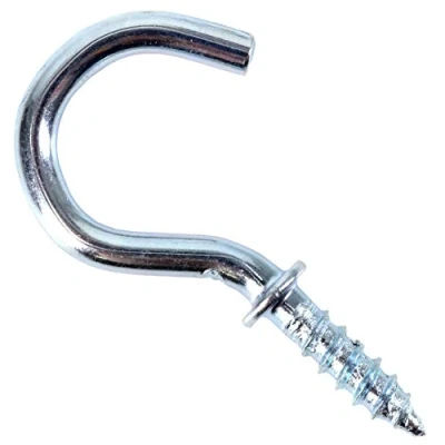 Image of 50x Screw in Wall Cup Hooks 30mm Shouldered Zinc Plated Silver Kitchen &amp; Bathroom Hangers