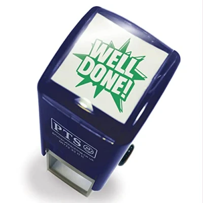 Image of Well Done Pre Inked School Teachers Positive Feedback Marking Stamper Stamp 25mm Primary Teaching Services (Green)