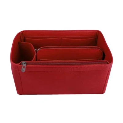 Image of NOTAG Bag Organiser Felt Insert Handbag Multi Pocket Tote (Red, Small)