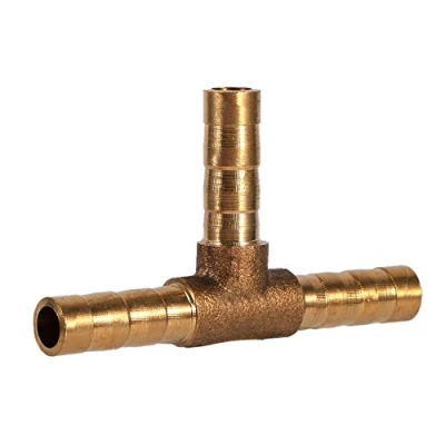 Image of 3 Way Fuel Hose Barbed Connector Extension, T piece Brass Joiner Adapter for Air Water Gas Oil (6mm)