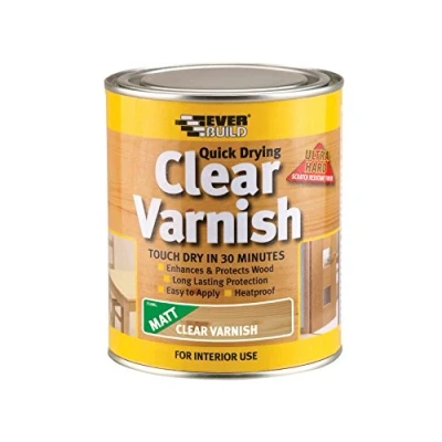 Image of Everbuild Quick Drying Clear Varnish Indoor use Ideal for interior wood Scratch resistant Matt Finish 2.5 Litre