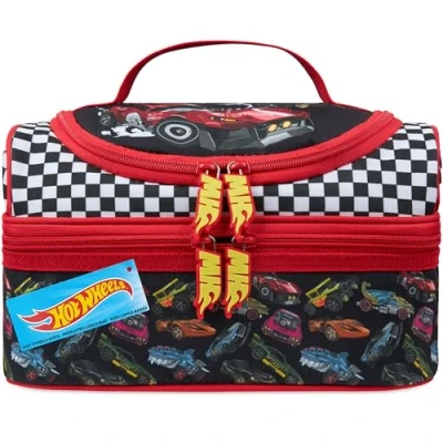 Image of Get Trend Hot Wheels Lunch Bag for Kids Insulated Box with Compartments Double Decker Snacks Food Carrier School Picnic Cooler (Multi Wheels)