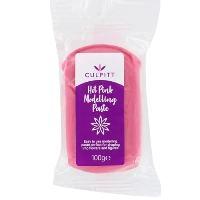 Image of Culpitt Modelling Paste, Hot Pink, Sugarpaste, Gumpaste for Cake Decorating, Flowers, Animals, Figures, Models Sets Hard, 100g