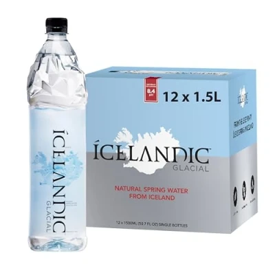 Image of Icelandic Glacial Premium Still Water 1.5L Recycled PET Bottles x 12 Per Pack Alkaline/Low PH, Packaging, BPA Free, Carbon Neutral from Spring. Low TDS and Mineral Content.