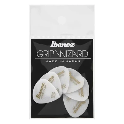 Image of Ibanez Flat Pick PPA16MRG WH Rubber Grip 0.8 mm Pack of 6