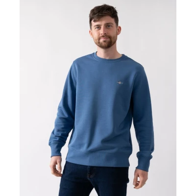 Image of GANT Shield C NECK Sweatshirt, Men&#039;s, Size: XL, Vintage blue