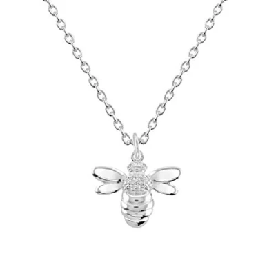 Image of Dew Sterling Silver and Cubic Zirconia Bee Necklace 18&quot;