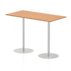 Image of Italia 1600 x 800mm Poseur Rectangular Table Oak Top 1145mm High Leg