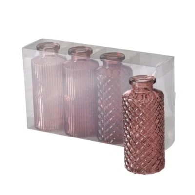 Image of Boltze Panja 2031373 4 Piece Set Dark Pink/Light Pink Height 14 cm Diameter 6 Glass Elegant Vase for Indoor Use Decoration Red Normal