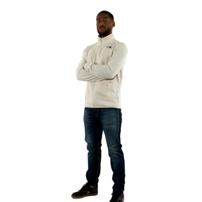 Image of THE NORTH FACE Men&#039;s 100 Glacier Full Zip Fleece Jacket, White Dune, M