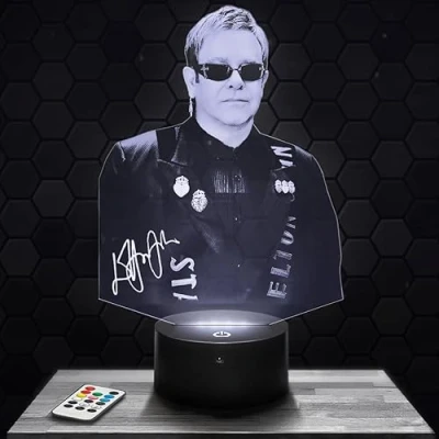 Image of Bedside Lamp, Elton .J Touch Night Light, 3D LED Illusion Christmas Birthday Gift Idea for Boys and Girls, Light Children&#039;s or Adults&#039; Bedroom