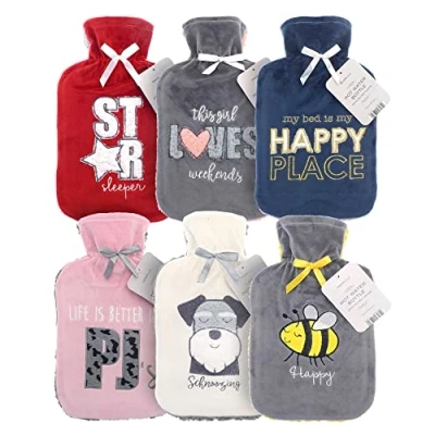 Image of Super Soft and Cosy Hot Water Bottles with Sherpa Cover 6 Designs to Choose from Perfect Cuddling Companion for a Cold Winters nift Awesome Gift Idea (Star)