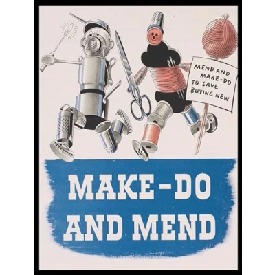 Image of Make do and mend RETRO VINTAGE STYLE METAL WALL SIGN PLAQUE SHABBY CHIC KITCHEN PICTURE TIN DECOR (10&quot; x 8&quot;)