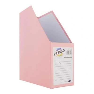 Image of Magazine File Organiser Office School Desk Newspaper Document Storage Box Stand (Pink Sherbet)