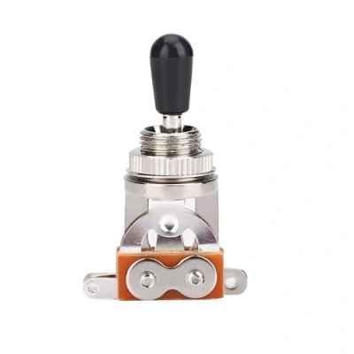 Image of Guitar 3 Way Switch, Metal Pickup Selector Toggle Switch with Black Tip Replacement Part for LP Style Electric Guitar(Sliver)