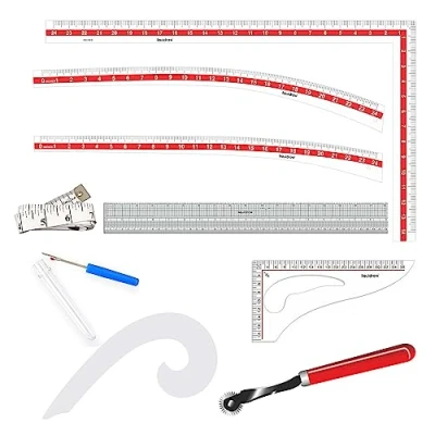 Image of Liquidraw Sewing Ruler Tailor Set Of 9 Pattern Maker Rulers &amp; Curves Hip Leg Curve, Grading For Quilting, Fashion Designing, Dressmaking, Measuring Making Imperial Metric