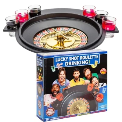 Image of VFM Lucky Shot Roulette Drinking Game Gift, Multi Shot, Alcohol, Liquor, Party Games, Celebrations, Gatherings, For Adults, Fun, Glasses, Hen Do, Stag Do