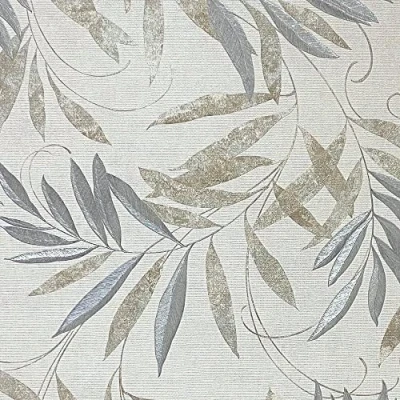 Image of Arthouse Luxury Leaf Natural Grey Wallpaper 299300 Heavyweight Vinyl