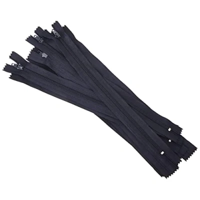 Image of Trimz 25cm ( 10inch) Navy one Way end Stop Zip with 4mm Teeth x 10Pcs, Polyester, 25 cm
