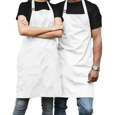 Image of Morefaz 2 or 1 Pack Unisex Adjustable Apron Cooking Kitchen Chef Women Men Aprons for Home Kitchen, Restaurant, Coffee house Cotton White