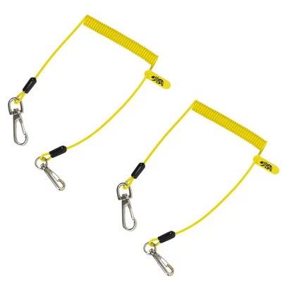 Image of BearTOOLS Lightweight Coil Lanyard 2lbs 0.9kg PU Coated Aluminium Cable Retractable Snag Free Tethered Tools Coiled Tether (Yellow, 2)