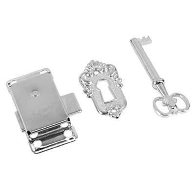 Image of Door Lock with Key, Vintage Durable Classical Drawer Cabinet Wardrobe Cupboard Gate Alloy Home Use Mounted Hardware