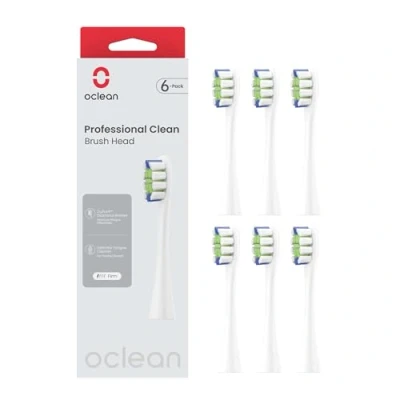 Image of Oclean Toothbrush Professional Clean Brush Head Replacements, Compatible with All Electric Handles, FDA Approved (6 Pack) White