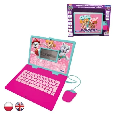 Image of Lexibook, Paw Patrol, Bilingual ENGLISH/POLISH Educational Computer, Toy for children with 124 language, writing, maths, logic, music activities and games, Pink, JC598PAGi17