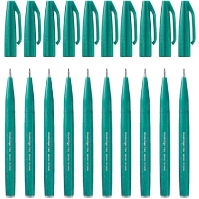 Image of Pentel Brush Sign Pen SES15C 12 Fibre Tip 10 turquoise