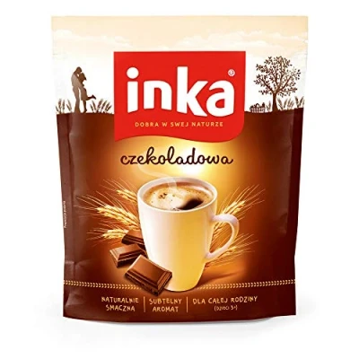 Image of Inka Instant Rye, Barley, Chicory, and Sugar Beet Grain Coffee Drink 200g Chocolate Flavour Caffeine Free