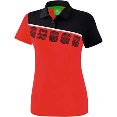 Image of Erima Women 5 C Polo Shirt Red/Black/White, Size: 34