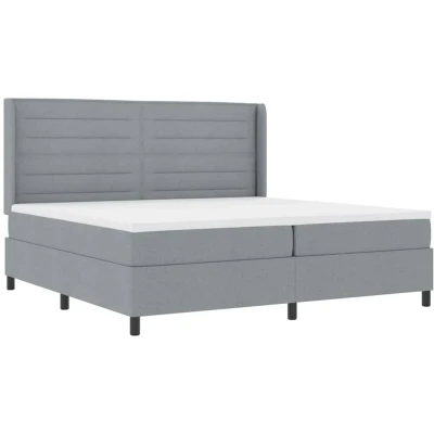 Image of vidaXL Box Spring Bed with Mattress &amp; LED Light Grey 200x200 cm Fabric