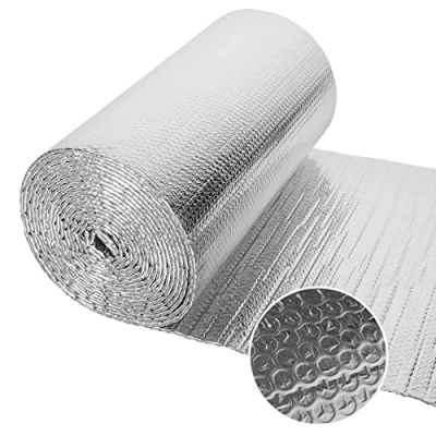 Image of Dripex Double Bubble Foil Insulation, Heat Reflective 5 6mm Thick Layer Aluminium Insulation Foil, Loft Boat Caravan Home Wall Roof Shed, 0.6m x 25m(15㎡)