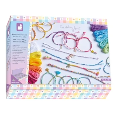 Image of Janod Rainbow Bracelet Kit with a Winder Arts &amp; Crafts Creativity Stimulating Children’s Set Kids’ Craft Activity for 3 Years +, J09134