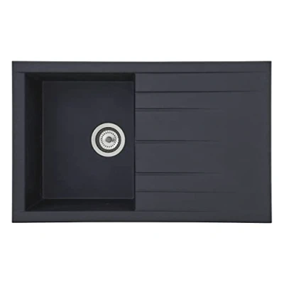 Image of Respekta Sink Kitchen Inbuilt Granite Mineralite 80 x 50 Schwarz