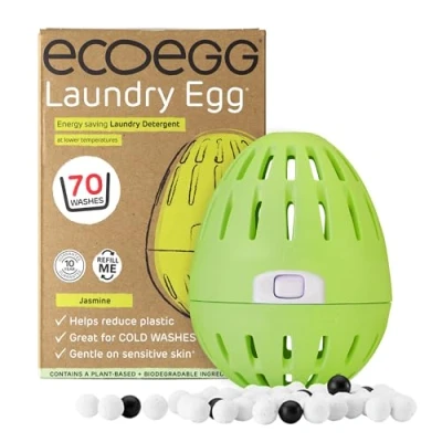 Image of Ecoegg Laundry Egg Detergent &amp; Fabric Conditioner Replacement Non bio, enzymes, phosphates, chlorine bleach Sensitive Skin Jasmine 70 Washes