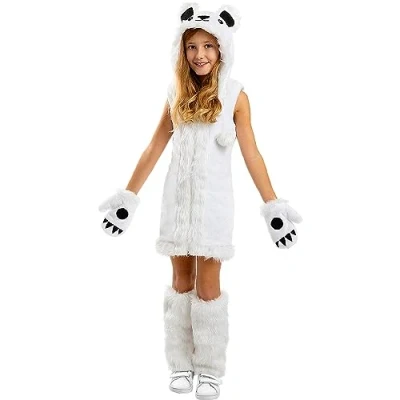 Image of Funidelia Polar Bear Costumes for girl Animals, kids, accessory fancy dress &amp; props Halloween, carnival parties Size 3 4 years White