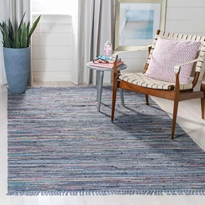 Image of SAFAVIEH Modern Rug for Living Room, Dining Bedroom Rag Collection, Short Pile, in Purple and Multi, 152 X 244 cm