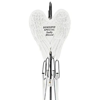 Image of Someone Special Sadly Missed Guardian Angel Wings Graveside Memorial Wind Chime