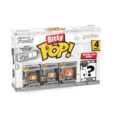 Image of Funko Bitty POP! Harry Potter Hermione Granger™, Rubeus Hagrid™, Ron Weasley™ and A Surprise Mystery Mini Figure 0.9 Inch (2.2 Cm) Collectable Stackable Display Shelf Included Gift Idea