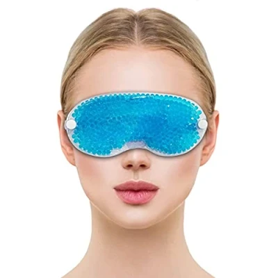 Image of Cooling Eye Mask GLAMZA® Reusable Hot Cold Gel Bead for Dark Circles, Puffy Eyes, Migraine, Headache Blue