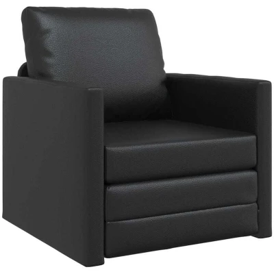 Image of vidaXL Floor Sofa Bed 2 in 1 Black 74x77x81 cm Faux Leather