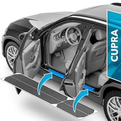 Image of uProtect Car Door Sill Protectors for Cupra Born I 2021 2024 Paint Protection Film Kick Plates Panel Covers Carbon