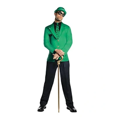 Image of Rubies 880911_STD Dc Super Villains Riddler Adult Sized Costume, Solid, Green/Black, Large